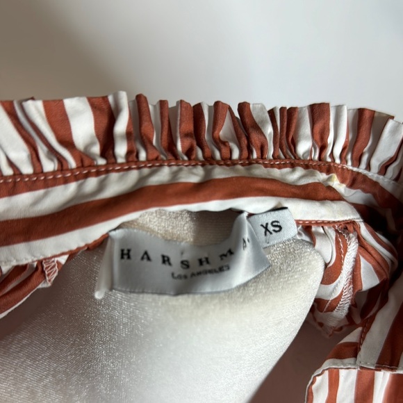 Striped Mandarin Collar Burnt Red and White Blouse by Harshman of L.A. Size XS - Picture 3 of 8